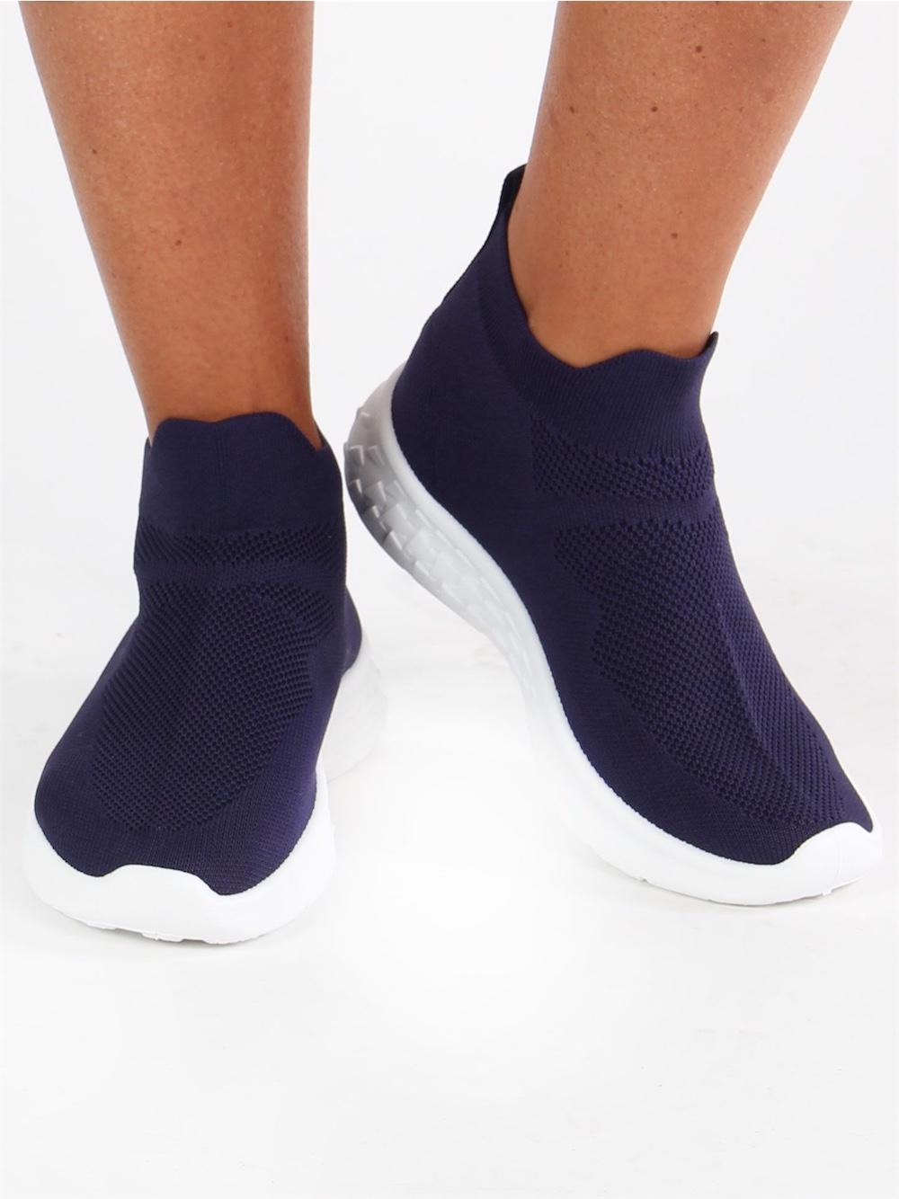 Rini - Beige sock sneakers med vit sula